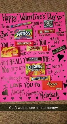 candy bar valentine's day card with the words happy valentine's day on it