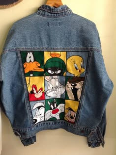 @disney Jacket 1200baht Diy Denim Jacket, Painted Clothes Diy, Cute Plus Size, Denim Art, Painted Denim Jacket, Diy Jacket, Painted Jeans, Denim Diy, Painted Denim