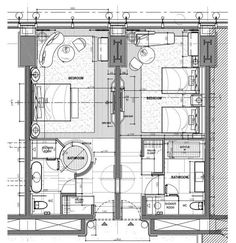 an architectural drawing shows the floor plan for a two bedroom apartment, which has three separate levels