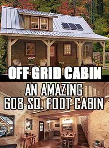 two pictures with the words off grid cabin and an amazing 80's foot cabin