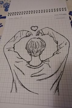 a drawing of a person holding their hands up in the shape of a heart