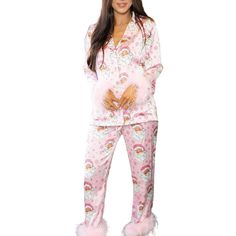 PRICES MAY VARY. Material: Christmas women pajamas sets are made by high quality polyester fiber to protect delicate skin. Womens Christmas pajamas set with feather trim, long sleeve button down sleepwear, Xmas pants set, pjs lounge set nightwear. Versatile Usages: Xmas holiday pajamas suit is suitable for home wearing. A good clothes set for sleeping, cosplay, photography, pajama party, slumber party, bridal, dorm rooms, fun family pajamas pictures. Birthday, Valentine's Day, Christmas, New Yea Women Christmas Pajamas, Holiday Loungewear, Pants Pjs, Notch Collar Shirt, Christmas Pajama Pants, Womens Christmas Pajamas, Silk Pajamas Women, Pyjamas Womens, Womens Christmas