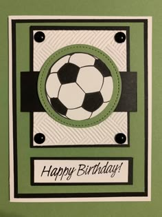 a birthday card with a soccer ball on it