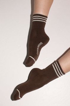 Crew length sock with a ribbed, striped cuff. Cozy, supportive and available in the best colors. Fabric is 85% cotton, 13% polyester, and 2% spandex. Casual Brown Stretch Socks, Casual Brown Mid-calf Socks, Comfortable Cotton Socks With Ribbed Cuffs, Comfortable Brown Mid-calf Socks, Winter Striped Socks, Cozy Cotton Ribbed Socks, Cozy Ribbed Cotton Socks, Brown Ribbed Winter Socks, Sporty Stretch Socks For Fall