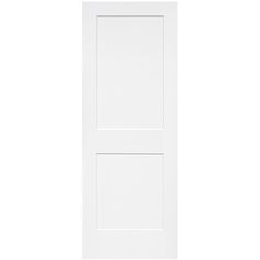 a white door with no glass on the top and bottom panel, against a white background