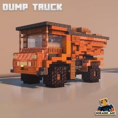 an image of a truck made out of legos and wood blocks with the words dump truck on it