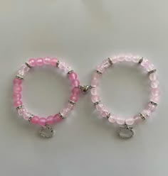 Hello Kitty Charms, Hello Kitty Matching, Bracelets Bff, Hello Kitty Bracelet, Beaded Friendship Bracelets, Pink Beaded Bracelets, Cute Friendship Bracelets