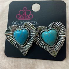 New Heart Shaped Earrings Stud Earrings Nickel-free Blue Heart Earrings, Blue Nickel-free Heart Earrings, Turquoise Heart Earrings, Dazzling Earrings, Jewelry Turquoise, Boho Style Jewelry, New Heart, Rose Gold Heart, Heart Shaped Earrings