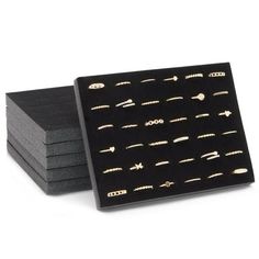 Item Description Safeguard your precious accessories with these elegant black velvet ring storage organizer jewelry trays designed to organize and showcase your jewelry collection beautifully. Say goodbye to misplaced rings and tangled accessories, our ring holder for jewelry box provides the perfect solution for keeping your valuables in order. Arrange your foam ring slot holder inserts neatly within these trays, transforming cluttered cupboards or drawers into a well-organized, visually appeal Tangled Accessories, Stud Earring Organizer, Modern Jewelry Store, Stud Earrings Holder, Ring Organizer, Jewelry Trays, Jewelry Tray Display, Retail Jewelry, Velvet Ring