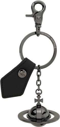 Saffiano faux-leather keychain in black. · Logo charm at drop · Keyring with lobster clasp · Logo-engraved gunmetal-tone iron hardware · H5.5 x W2.5 x D2.25 Supplier color: Black Modern Keychain With Key Clip, Luxury Leather Keychains With Interior Holder, Edgy Jewelry, Mens Keychains, Iron Hardware, Funky Jewelry, Diy Keychain, Leather Keychain, Dream Jewelry