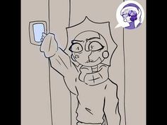 a drawing of a cartoon character holding up a cell phone to take a selfie