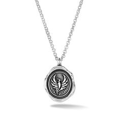 Navigate life’s journey protected and guided by your own collection of amulets and talismans. This sterling silver Talisman necklace features an oxidised phoenix which is long believed to be the the symbol of the human soul, rebirth, hope and courage. The inspiring latin words 'Alta Volare' are embossed on the front of the pendant and mean to 'fly high'. Dower & Hall designs their jewellery to be worn and treasured. Here are a few simple guidelines to keep your jewellery looking its best: Perfum Amulets And Talismans, Talisman Necklace, Latin Words, Mens Jewelry Necklace, Human Soul, Fly High, Vermeil Jewelry, Solid Gold Jewelry, Amulets