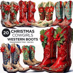 Cowboy Clipart, Western Invitations, Red Cowgirl Boots, Boots Png, Christmas Boots, Website Graphics, Christmas Fairy, Cow Girl, Cow Boy