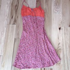 Never Worn Floral Dress. Orange And Pink Fitted Pink Cotton Sundress, Pink Lined Mini Dress For Day Out, Pink Mini Dress For Spring Daywear, Pink Cotton Sundress For Day Out, Pink Floral Print Sundress, Pink Feminine Sundress For Daytime, Pink Lined Midi Dress For Beach, Pink Cotton Sundress, Pink Summer Midi Dress For Casual Wear