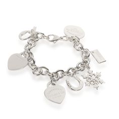 Tiffany & Co. Heart Tag Snowflake Charm Bracelet In Sterling Silver Silver / Bracelet Tiffany &Amp; Co. Tiffany Charm Bracelets, Tiffany Bracelet Silver, Heart Tag, Toggle Bracelet, Silver Charm Bracelet, Tiffany Heart, Heart Charm Bracelet, Tag Necklace, Charm Bracelets