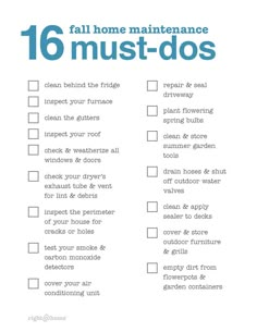 a printable checklist with the words 16 home maintenance must do's