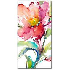 a painting of pink flowers on a white background