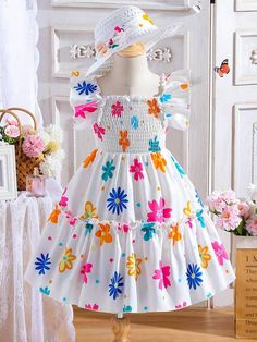 Girl Mexican, Simple Dress Casual, Baby Summer Dresses, Kids Fashion Dress, Kids Designer Dresses, Shirred Dress