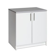 a white cabinet with two doors and one door open