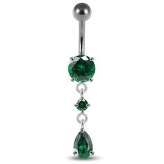 PRICES MAY VARY. Dark Green Round with Teardrop CZ Stone Dangling Sterling Silver Belly Button Ring Piercing Jewelry. Made from 925 Sterling Silver with Cubic Zirconia Gemstone and 316L Surgical Steel , this belly bar is the perfect piercing to wear everyday, a comfortable fit that will help give you that extra sparkle daily Elegant Craftsmanship - All of our Belly Piercings have been made from high quality hypoallergenic materials. This Belly Ring has beendesigned so that it is easy to put in a Cute Belly Rings, Belly Button Piercing Jewelry, Belly Piercing Jewelry, Belly Button Jewelry, Body Jewelry Piercing, Purple Dark, Black Rainbow, Belly Button Ring, Navel Rings