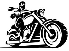 a black and white drawing of a motorcyclist on a motorcycle with an arrow in the back