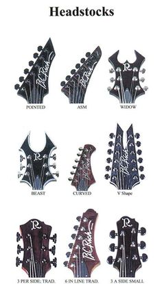 the headstocks are all different styles and sizes