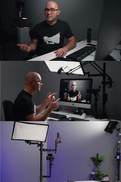 two men sitting in front of a computer screen