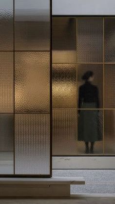 a person standing in front of a glass wall