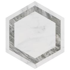 a white marble hexagon with grey lines