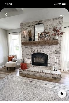 a living room with a fire place in it