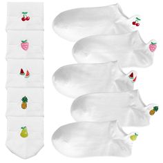 PRICES MAY VARY. ★【One Set for All】Bulk 5 Pairs Crew Socks. 80%Cotton+20%Polyster, Soft, Colorful and Durable. very cost-effective and comprehensive Choice, suitable for self-use or perfect gifts! ★【Classic Design with Creativity】Tailor-made ankle embrided design,easy to pull on and hold your feet tighter,breathable and cozy,keeping the shape and adequate comfort for you 【★【Funny & Happy】You can pair them with cute, office, school, dress, sports or other daily outfit. Versatile and Unique 【★【Mac Cheap Non-slip Cute Socks, Pineapple Watermelon, Watermelon Strawberry, School Dress, Cute Office, Sock Packs, Funny Emoji, Blue Crew, Socks For Women