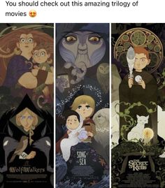 four different movie posters with the same character in each one's own avatar and text that reads, you should check out this amazing trio of movies