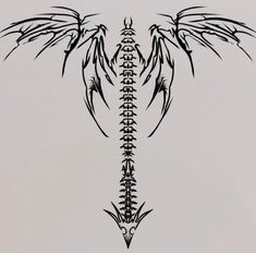 the back side of a tattoo design with wings on it