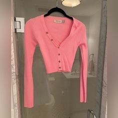 Small, Possibly Super Small Never Worn Non Smoking Home White Lace Kimono, Y2k Baddie, 2000s Pink, Pink Sweaters, Varsity Sweater, Warm Cardigan, Belted Cardigan, Hoodie Cardigan, Cute Preppy Outfits