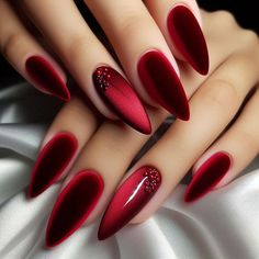 Red Design Nails Acrylic, Red Nail Ideas Acrylic, Beauty Nails Design, Pretty Nail Art Designs, Makijaż Smokey Eye, Cat Eye Nails, Fancy Nails, Chic Nails