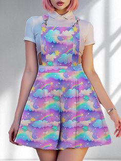 Galaxy Cute Overall Dress - In Control Clothing Cute Overall Dress, Plus Size Kawaii Fashion, Silly Outfits, Goth Unicorn, Dress Overalls, Galaxy Outfit, Plus Size Kawaii, Overalls Dress, Cute Overalls