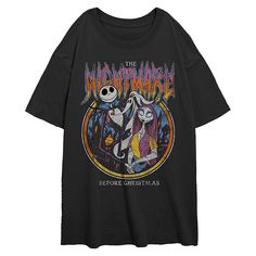 She'll love the look and feel in this Disney's The Nightmare Before Christmas Jack And Sally Stamp Juniors' Oversized Graphic Tee. © Disney FEATURES Crewneck Short sleevesFABRIC & CARE Cotton Machine wash Imported Size: Small. Color: Black. Gender: female. Age Group: kids. Nightmare Before Christmas Shirts, Hot Topic Shirts, The Nightmare Before Christmas Jack, Customized Shirts, Sally Nightmare, Ghost Dog, Nightmare Before Christmas Jack, Metal Circle, Oversized Graphic Tee