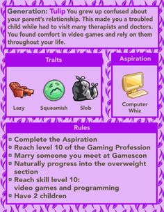 an info sheet describing the different types of video games