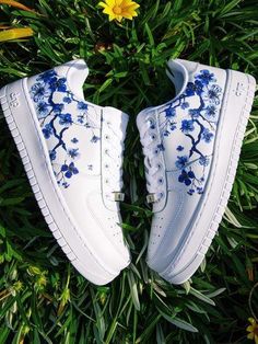 Blue Sakura, Cute Converse Shoes, Af1 Shoes, Trendy Shoes Sneakers