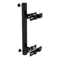 two black metal brackets on a white background