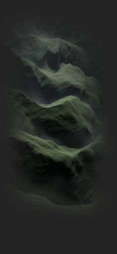 an abstract image of green hills in the dark