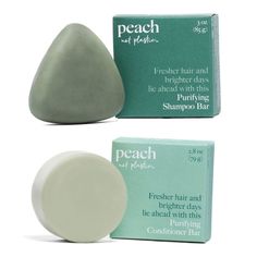 Peach Not Plastic's Hair Shampoo Bar And Hair Conditioner Bar Duo Sets. 100% Plastic-Free, Plant-Based Moisturizing Shampoo Bar For Damaged, Dry And Dull Hair. Made With 100% Natural Fragrance. Great Hair, Great Vibes: Peach Not Plastic's Solid Shampoo And Conditioner Hair Care Line Has Effective Formulas And Delightful Scents. Welcome To A New Era Of Plastic-Free Hair Indulgence Without Compromise. Purifying Mint Green Tea For Oily Hair Green Tea Shampoo, Hair Shampoo And Conditioner, Hair Conditioner Bar, Oily Hair Shampoo, Coconut Milk Shampoo, Solid Shampoo Bar, Liquid Hair, Cleansing Conditioner, Conditioner Bar