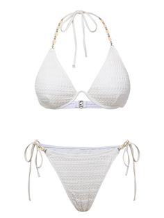 30-70% OFF✓ Fast Shipping✓Embrace boho beach vibes with the White 1960s Solid Boho Halter Bikini. Perfect for a carefree and chic retro beach day—shop now and make waves! White Handmade Summer Swimwear, White Retro Swimwear For Sunbathing, Beachy White Tie-back Swimwear, Bohemian White Printed Swimwear, Swimsuits White Background, Pose Base, Wishlist Clothes, Lace Swimsuit, Retro Beach