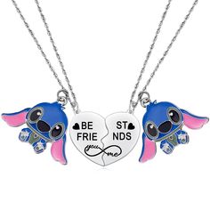 PRICES MAY VARY. Stitch Matching BFF Necklace for 2 -- The stitch necklace is engraved with the words "Best Friends You and Me". The necklaces separate and it comes in two parts for two people. Show your friends the depth of your friendship. Friendship Gift for Teen Girls -- It's a simple but charming gift for sisters. Show your friends the depth of your friendship. This is a gift of friendship, and when you give it to a friend, she will be touched. Make your best friend feel special with our cu Stitch Bff Necklace, Cute Gifts For Your Sister, Lilo And Stitch Stuff, Bff Necklaces For 2, Jewelry For Friends, Birthday Presents For Teens, Best Friends Necklaces, Matching Bff, Stitch Drawings