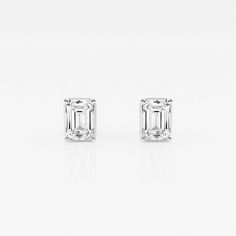 1 ctw Emerald Lab Grown Diamond Solitaire Stud Earrings - Grownbrilliance Luxury White Gold Emerald Cut Diamond Earrings, Classic White Gold Baguette-cut Earrings, Timeless Baguette Cut Anniversary Earrings, Emerald Cut Diamond White Earrings In Fine Jewelry Style, Diamond White Emerald Cut Fine Jewelry Earrings, Timeless Emerald Cut Diamond White Earrings, Emerald Cut Diamond White Earrings Fine Jewelry, Emerald Cut Diamond White Fine Earrings, Elegant Platinum Emerald Cut Diamond Earrings