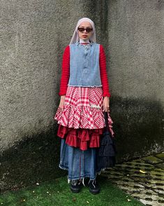 Vintage Denim Skirt Outfit, Dress As A Skirt, Vans Bag, Thrifted Shoes, Outfit Rotation, Outfit Repeater, Vans Bags, Layering Style, Mr Krabs