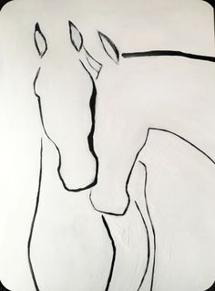 a black and white drawing of a horse