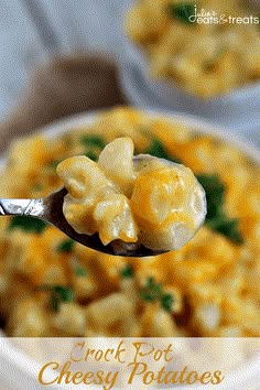 a spoon with macaroni and cheese on it