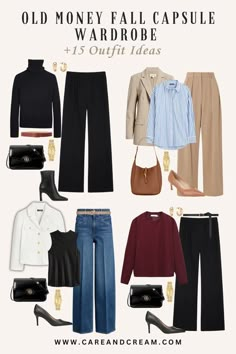 Discover the timeless elegance of an old money fall capsule wardrobe with this must-read blog post! Elevate your fall style with these fall wardrobe essentials that embody the old money fall aesthetic. Get inspired by this old money fall wardrobe and 15 classy outfit ideas! Plus: old money fall outfits, cute fall outfits, old money fall fashion. Parisian Style Work Outfit, Old Money Fall Capsule 2024, Preppy Fall Work Outfits, Old Money Work Outfits Fall, Old Money Fall Outfits Women 2024, Old Money Woman Style, Fall Outfits Women Old Money, Old Money Aesthetic Outfit Fall, Old Money Fall Capsule Wardrobe