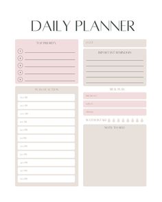 the daily planner is shown in pink and beige colors, with text that reads daily planner